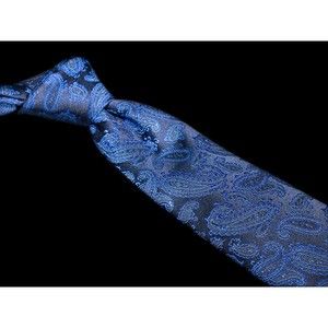 Versa 100% Silk Skinny Tie Navy Blue Blue Paisley Men's Designer Necktie China